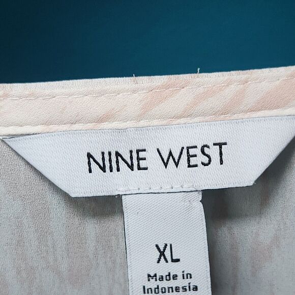 Nine West Women’s XL Peach Cream Ruffle Blouse Tunic Boho Prairie Top - Picture 5 of 8